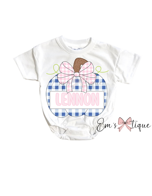 Custom Gingham Pumpkin Romper