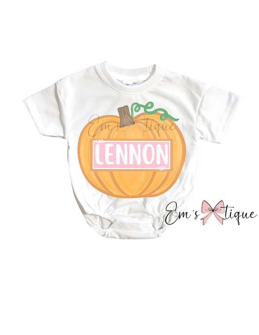 Custom Pumpkin Romper - Pink